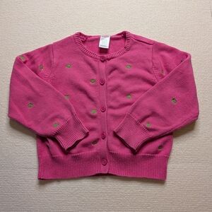 Gymboree Girl's Pink Cardigan with Green Embroided Turtles
